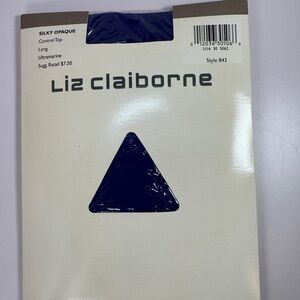 Liz Claiborne Silky Opaque Control Top Pantyhose Size Long Ultramarine color